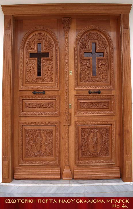 Εσωτερική πόρτα Ναού με σκάλισμα Μπαρόκ No1α
